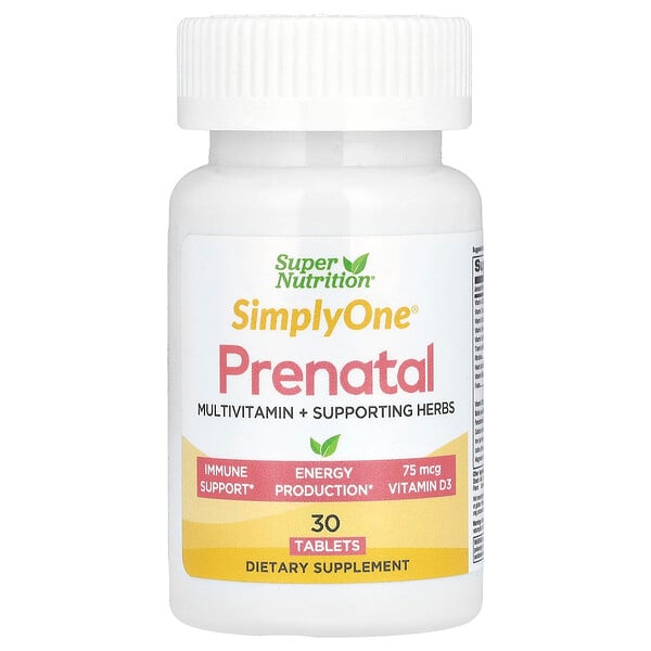 SimplyOne, PreNatal, мультивитамины Triple Power, 30 таблеток Super Nutrition