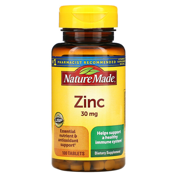 Цинк, 30 мг, 100 таблеток Nature Made