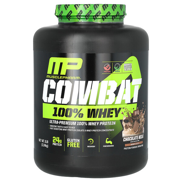 Combat 100% Whey Protein, шоколадное молоко, 5 фунтов (2,24 кг) MusclePharm