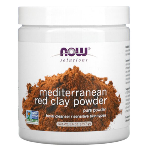 Solutions, порошок средиземноморской красной глины, 14 унций (397 г) NOW Foods