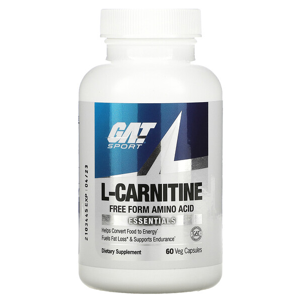 L-карнитин, аминокислота в свободной форме, 60 растительных капсул GAT