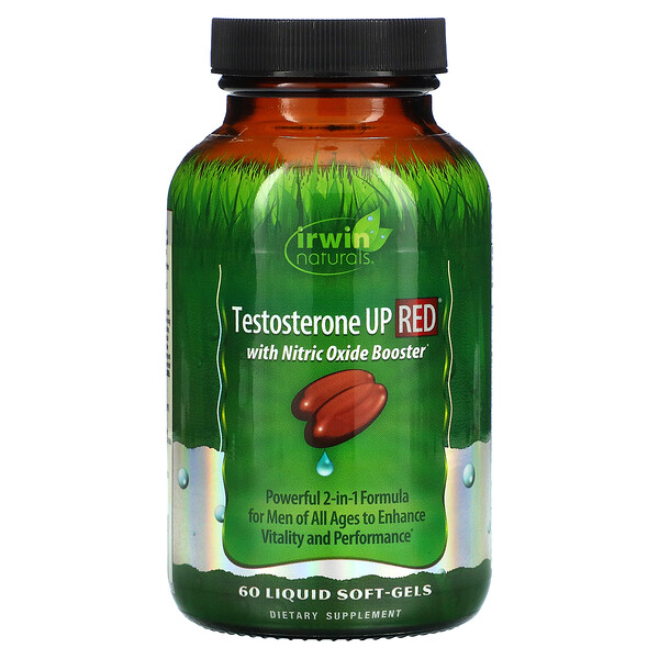 Testosterone UP RED с усилителем оксида азота, 60 мягких капсул с жидкостью Irwin Naturals