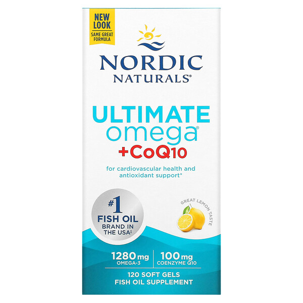 Ultimate Omega + CoQ10, Лимон - 1280мг - 120 мягких капсул - Nordic Naturals Nordic Naturals