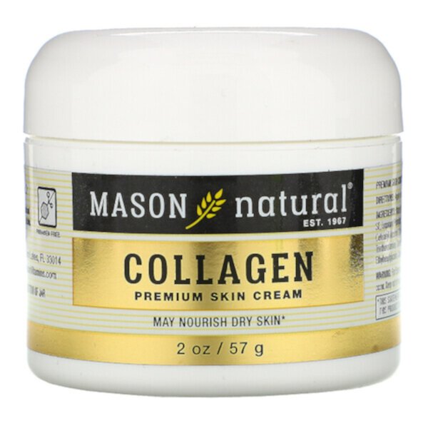 Крем для кожи с кокосовым маслом + крем для кожи премиум-класса с коллагеном, 2 упаковки по 2 унции (57 г) каждая Mason Natural
