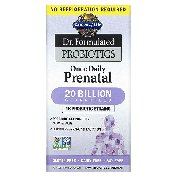 Dr. Formulated Probiotics, Once Daily Prenatal (no refrigeration required), 30 Vegetarian Capsules (Вегетарианские капсулы) Garden of Life