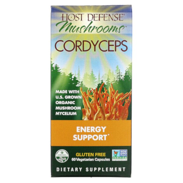 Host Defense Mushrooms, Cordyceps, Energy Support, 60 вегетарианских капсул Fungi Perfecti