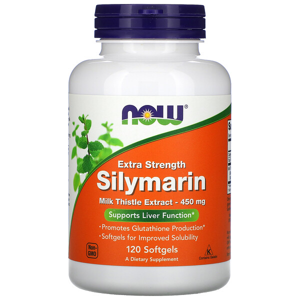 Силимарин, Extra Strength, 450 мг, 120 мягких таблеток NOW Foods