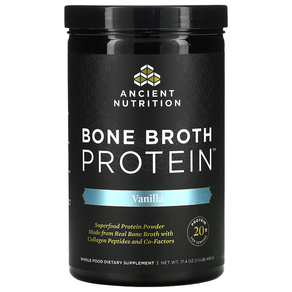 Протеин костного бульона, ваниль, 17,4 унции (492 г) Dr. Axe / Ancient Nutrition