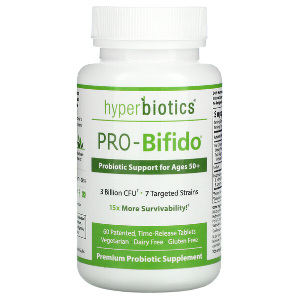 PRO-Bifido, Пробиотическая поддержка для людей старше 50 лет, 60 таблеток с пролонгированным высвобождением Hyperbiotics