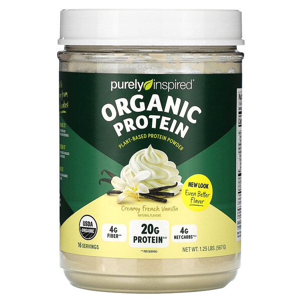 Organic Protein, Plant-Based Nutrition Shake, French Vanilla, 1.35 lbs (612 g) Purely Inspired