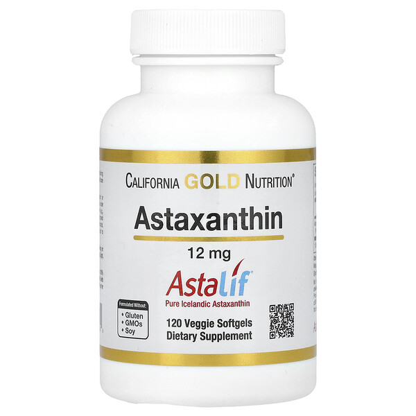 Astaxanthin, Astalif® Pure Icelandic, 12 mg, 120 Veggie Softgels (Мягкие капсулы на растительной основе) California Gold Nutrition