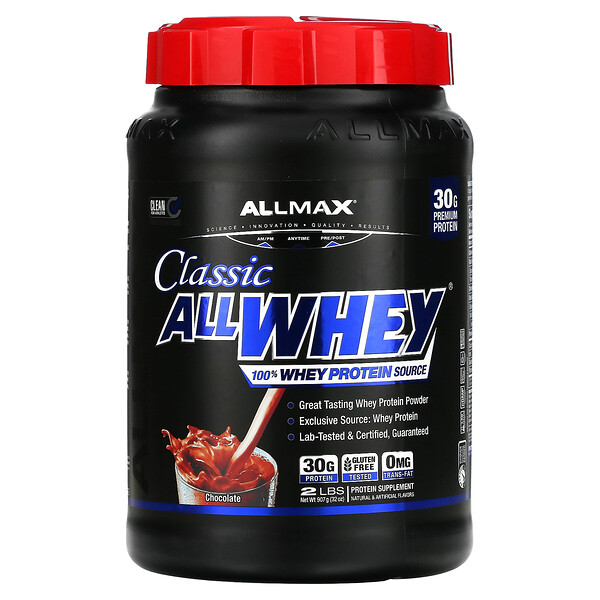 AllWhey Classic, 100% сывороточный протеин, шоколад, 2 фунта (907 г) ALLMAX