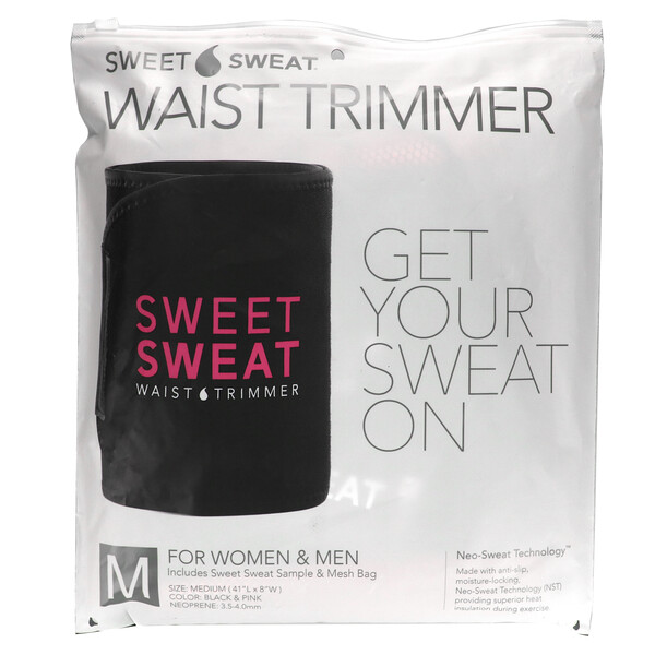 Триммер для талии Sweet Sweat, средний размер, черный и розовый, 1 ремень Sports Research