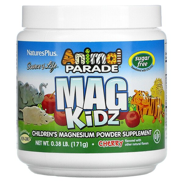 Source of Life, Animal Parade, Mag Kidz, детский магний, вишня, 0,38 фунта (171 г) NaturesPlus