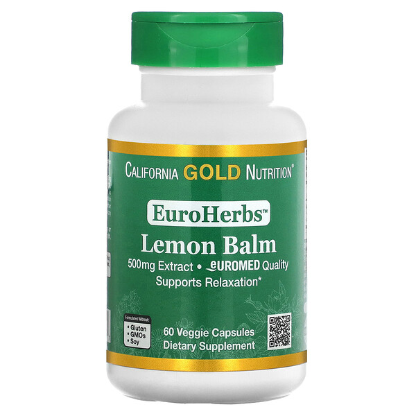Мелисса (Лимонный бальзам) Экстракт - 500мг - 60 растительных капсул - California Gold Nutrition California Gold Nutrition