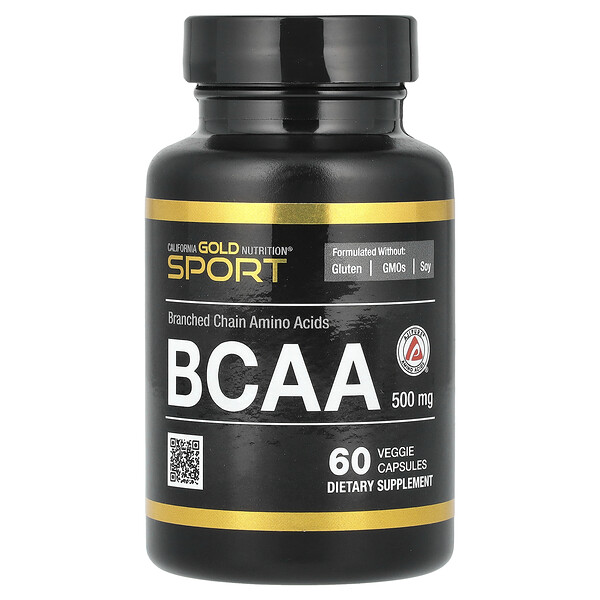 BCAA, Аминокислоты с разветвленной цепью AjiPure®, 500 мг, 60 растительных капсул California Gold Nutrition