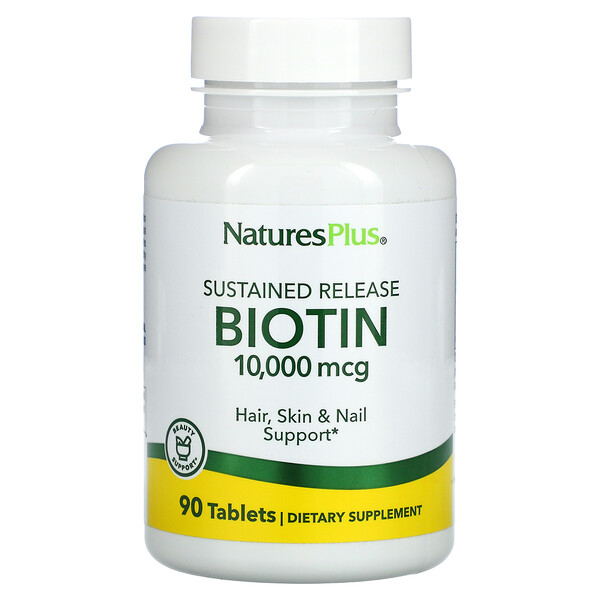 Биотин, Продленного Действия - 10000 мкг - 90 таблеток - NaturesPlus NaturesPlus