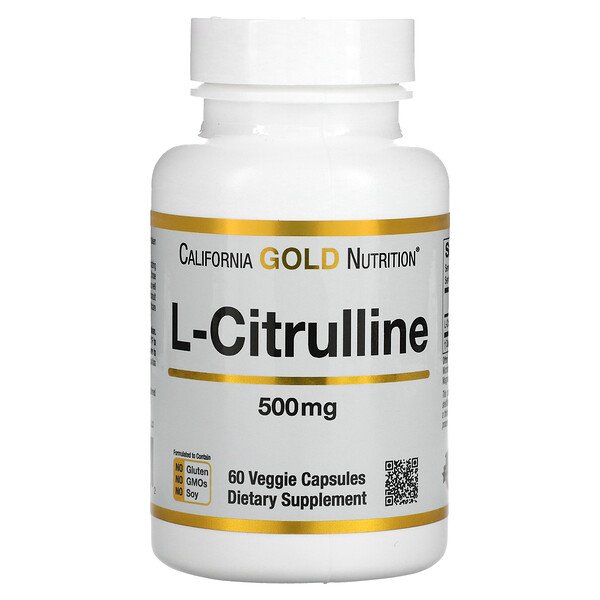 L-цитруллин, 500 мг, 60 растительных капсул California Gold Nutrition