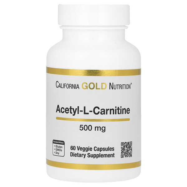 Acetyl-L-Carnitine - 500 мг - 60 вегетарианских капсул - California Gold Nutrition California Gold Nutrition