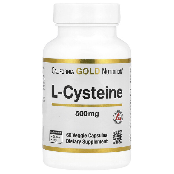 L-Cysteine, AjiPure, 500 mg, 60 Veggie Capsules (Капсулы на растительной основе) California Gold Nutrition