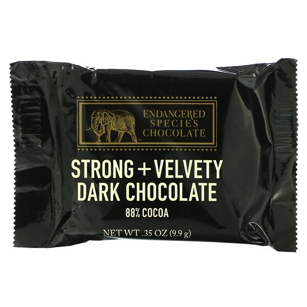 Strong + Velvety Dark Chocolate Bites, 88% какао, 0,35 унции (9,9 г) Endangered Species Chocolate