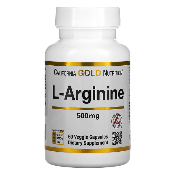 L-аргинин, AjiPure, 500 мг, 60 растительных капсул California Gold Nutrition