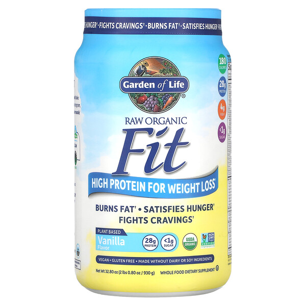 RAW Organic Fit, Продукт с высоким содержанием белка для похудения, ваниль, 32,80 унции (930 г) Garden of Life