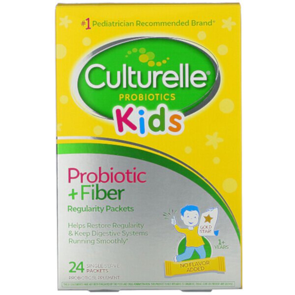 Kids, Пробиотик + клетчатка, регулярное употребление, от 1 года, 24 пакетика на одну порцию Culturelle