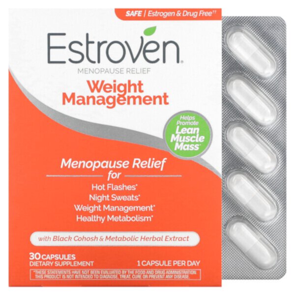 Menopause Relief + Weight, 30 капсул один раз в день Estroven