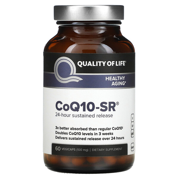 CoQ10-SR, 100 мг, 60 растительных капсул Quality of Life Labs