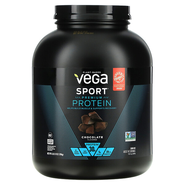 Sport , Протеин премиум-класса на растительной основе, шоколад, 4 фунта 5,9 унции (1,98 кг) Vega