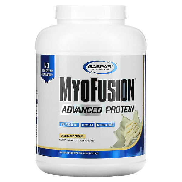 MyoFusion, Advanced Protein, ванильное мороженое, 4 фунта (1,81 кг) Gaspari Nutrition