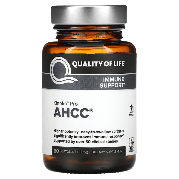 Kinoko Pro, AHCC, 150 мг, 60 мягких таблеток Quality of Life Labs