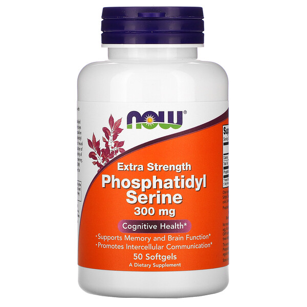 Фосфатидилсерин повышенной прочности, 300 мг, 50 мягких желатиновых капсул NOW Foods