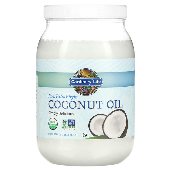 Сырое кокосовое масло Extra Virgin, 56 жидких унций (1,6 л) Garden of Life