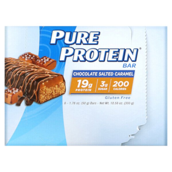 Шоколадный батончик с соленой карамелью, 6 батончиков, 1,76 унции (50 г) каждый Pure Protein
