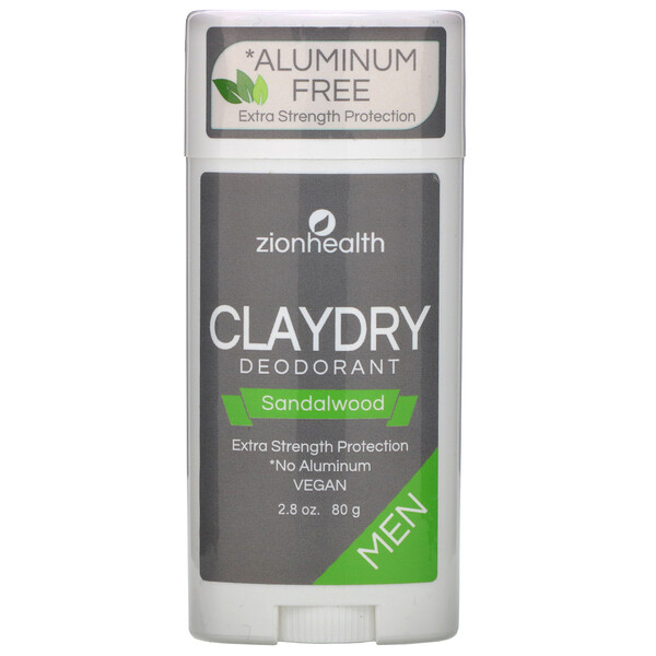 Мужской дезодорант ClayDry, сандаловое дерево, 2,8 унции (80 г) Zion Health