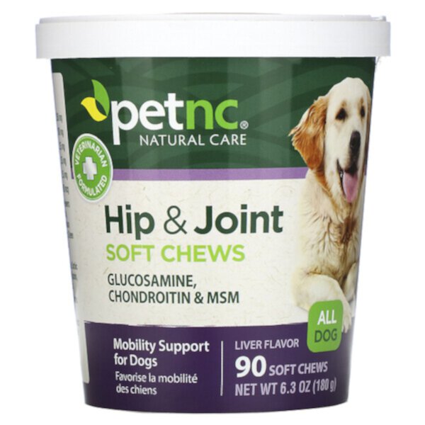Hip & Joint, All Dog, печень, 90 мягких жевательных таблеток, 6,3 унции (180 г) Petnc NATURAL CARE