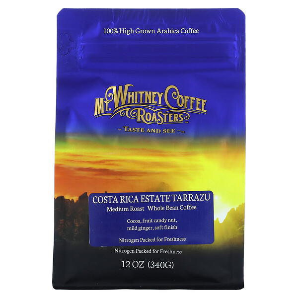 Costa Rica Estate Tarrazu, Кофе в зернах, средней обжарки, 12 унций (340 г) Mt. Whitney Coffee Roasters