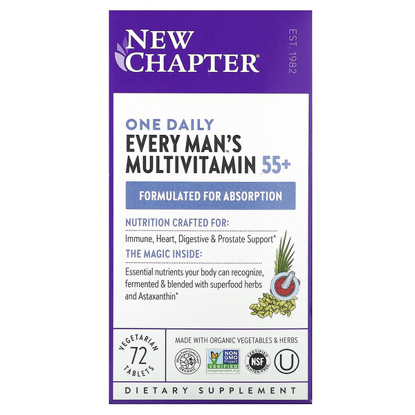 One Daily Every Man's Multivitamin, 55+, 72 вегетарианских таблетки New Chapter
