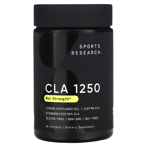 CLA 1250, максимальная эффективность, 1250 мг, 90 мягких таблеток Sports Research