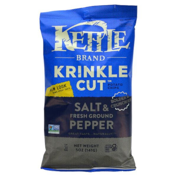 Картофельные чипсы, соль и свежемолотый перец, 5 унций (141 г) Kettle Foods