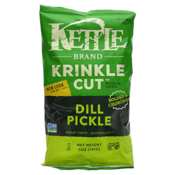 Картофельные чипсы Krinkle Cut, маринованный укроп, 5 унций (141 г) Kettle Foods