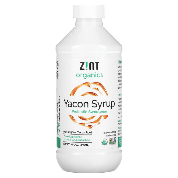 Органический сироп Yacon, пребиотический подсластитель, 8 жидких унций (236 мл) Zint