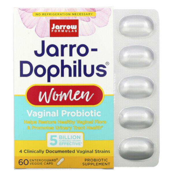 Jarro-Dophilus Women, Вагинальный пробиотик, 5 миллиардов, 60 вегетарианских капсул Enteroguard Jarrow Formulas