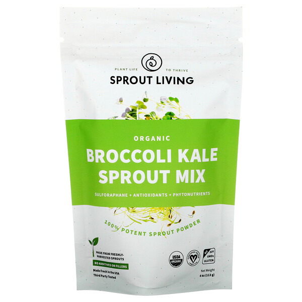 Органическая смесь ростков брокколи и капусты, 4 унции (113 г) Sprout Living