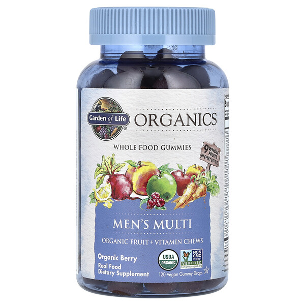 Organics, Men's Multi, Organic Berry, 120 Vegan Gummy Drops (Капли) Garden of Life