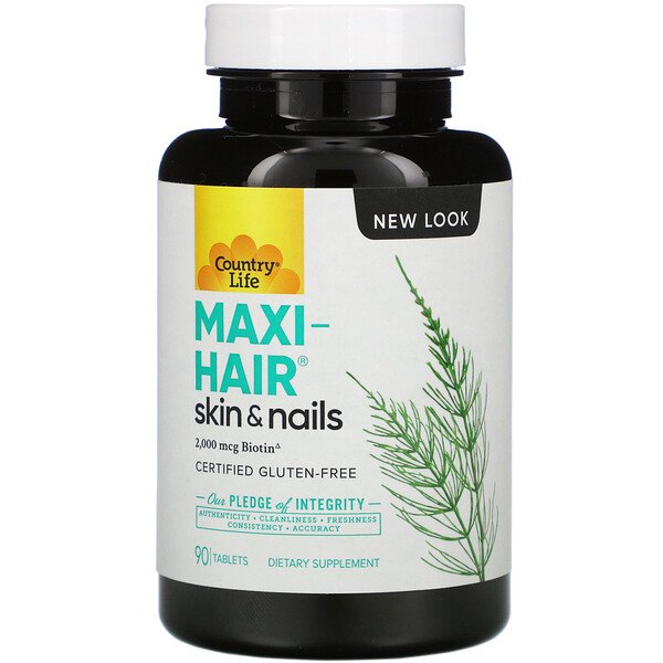 Maxi-Hair, Skin & Nails, 90 таблеток Country Life