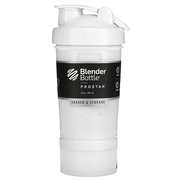 ProStak, Шейкер и хранилище, белый, 22 унции (651 мл) Blender Bottle