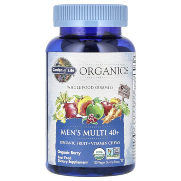 MyKind Organics, Men's Multi 40+, органические ягоды, 120 веганских жевательных драже Garden of Life